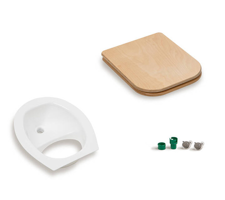 TROBOLO separator moczu biały z drewnianą deską sedesową - wkład do toalety kompostującej DIY