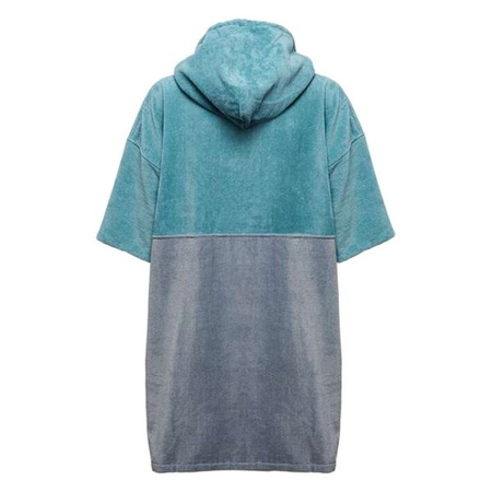 MAWII Poncho kąpielowe bawełniane XL z kapturem, niebiesko-szare