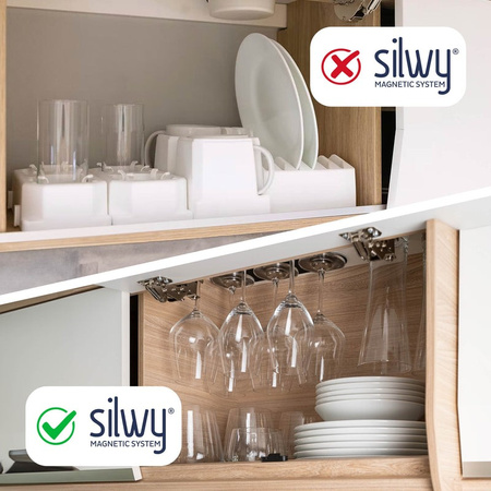 silwy magnetic crystal wine glasses - set of 2 with metal Nano-Gel pads, for motorhomes and boats