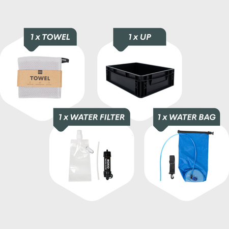 BOXIO WASH UP - zestaw z filtrem wody, ręcznikiem i niską Euroboxą SOLO UP
