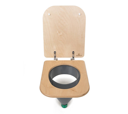 TROBOLO urine diverter grey with wooden toilet seat - insert for DIY composting toilet