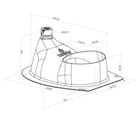 TROBOLO urine diverter grey with wooden toilet seat - insert for DIY composting toilet