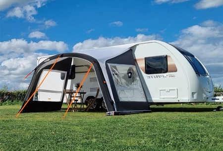 CAMPTECH Calcit Air 400 inflatable sun canopy - 400 x 255 x 240 cm, black and light grey, 8.8 kg